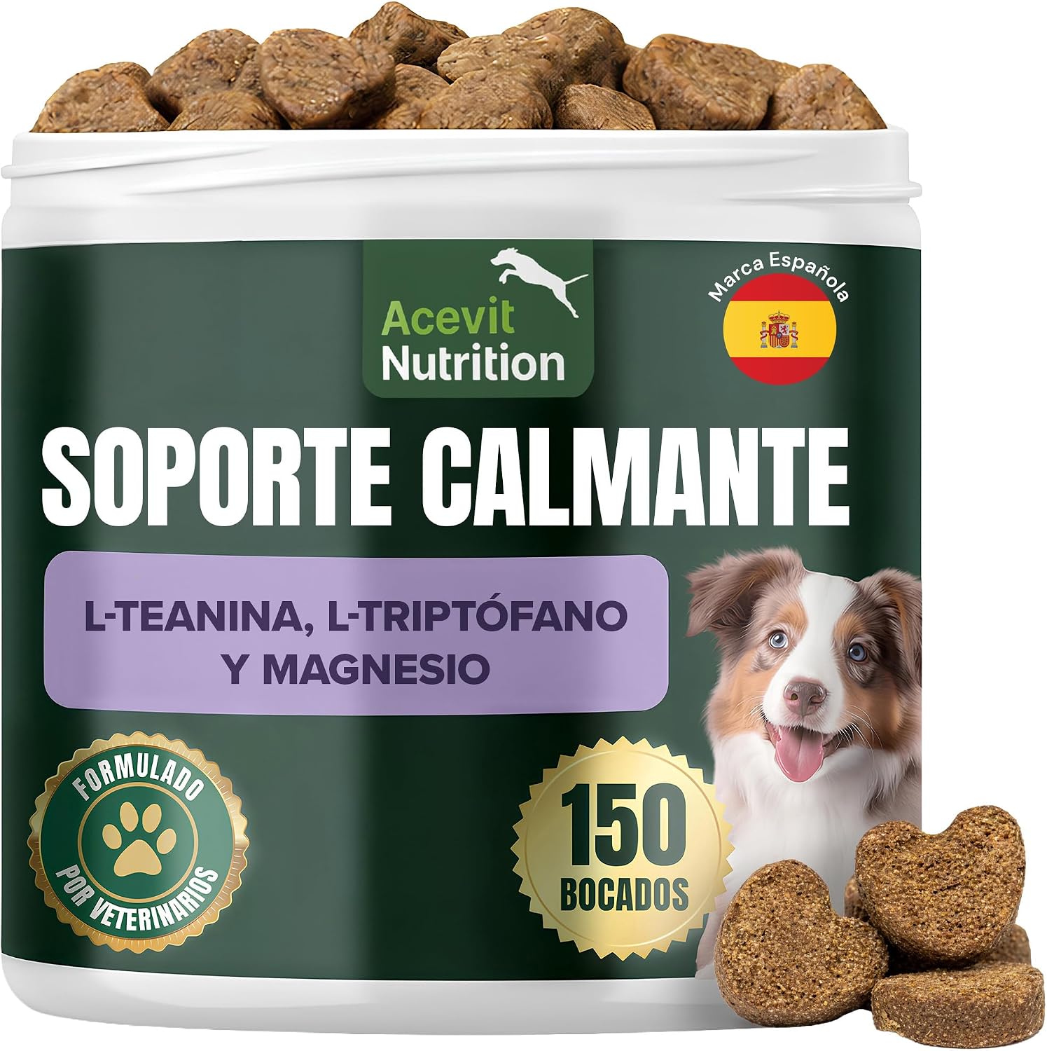 Detalle de Calmantes Perros de Acevit Nutrition (150 uds) – Relajante natural para perros, antiestrés y ansiedad
