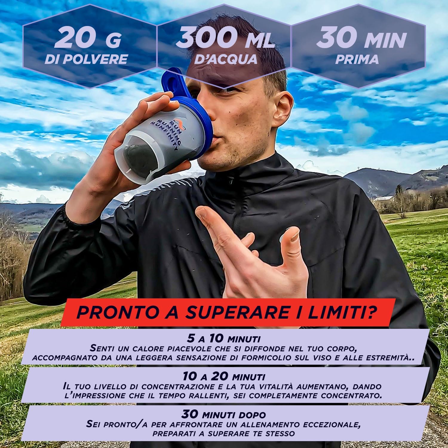 Thumbnail 5 de Pre Workout Runfinity – Booster di Energia a Lunga Durata per Prestazioni Massime