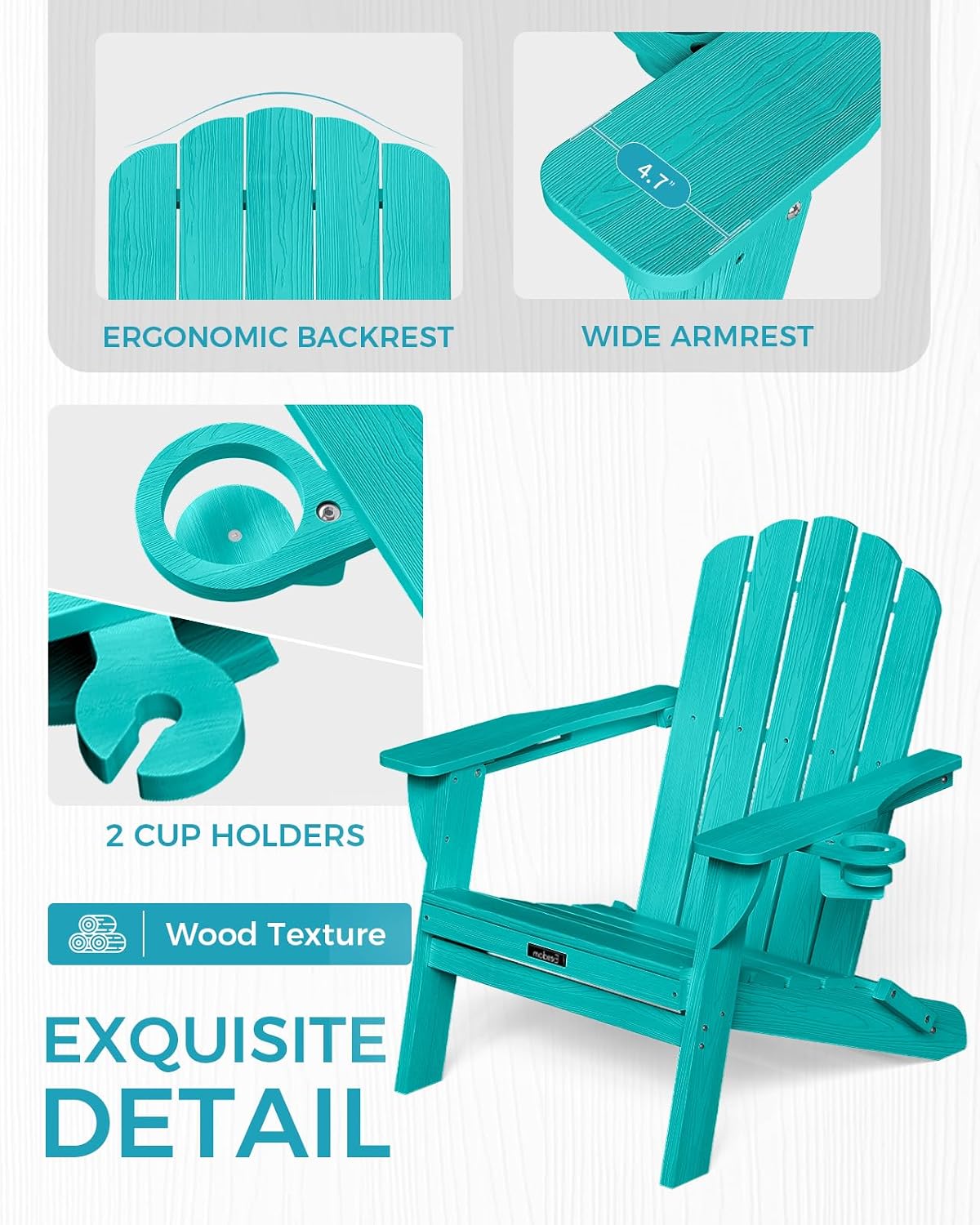 Detalle 2 de Folding Adirondack Chairs, HDPE