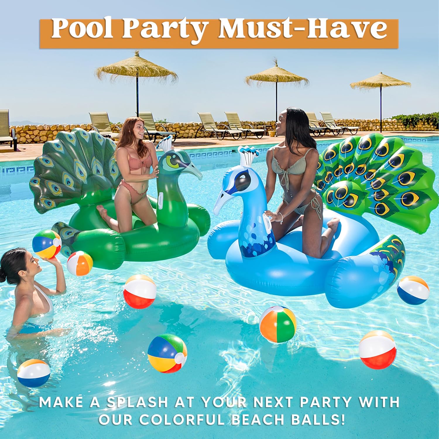 Detalle de JOYIN 12-Pack Rainbow Beach Balls — 12-Inch Inflatable Party Toys