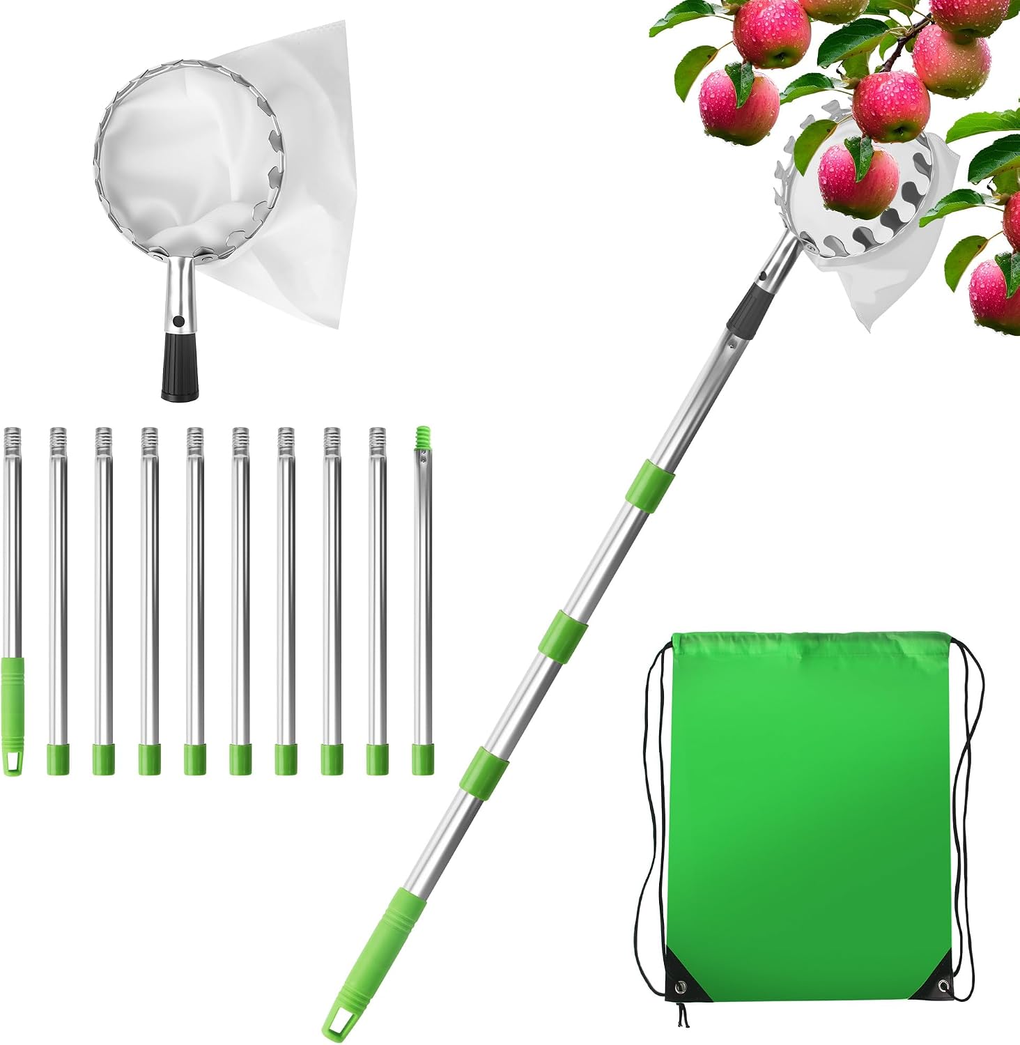 Detalle de LIAILA ILQ-caizhaigan telescopische fruitplukker tot 4 m met roestvrijstalen steel