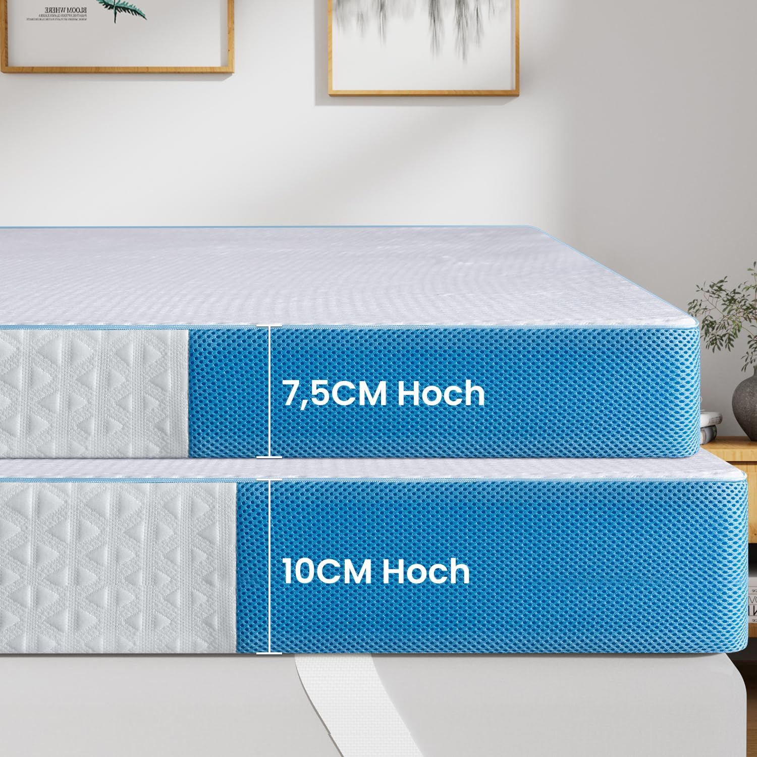 Thumbnail 6 de BedStory Harter Topper 180x200 cm – Gel-Matratzentopper mit Kaltschaumkern, 7,6 cm Höhe (H3/H4) für Boxspring, Caravan und Schlafsofa