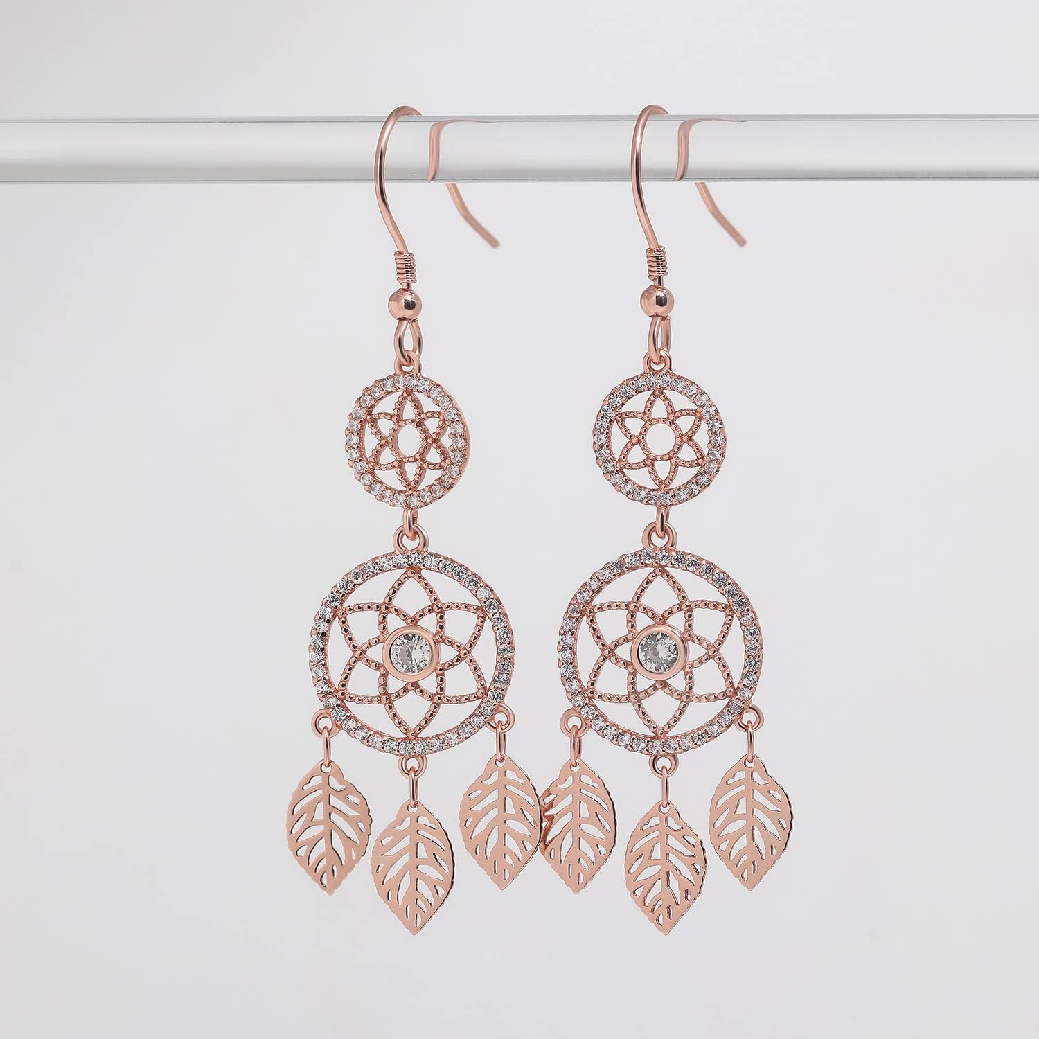 Detalle de Meissa Boucles d'Oreilles Pendantes Argent 925 - Or Rose, fait main