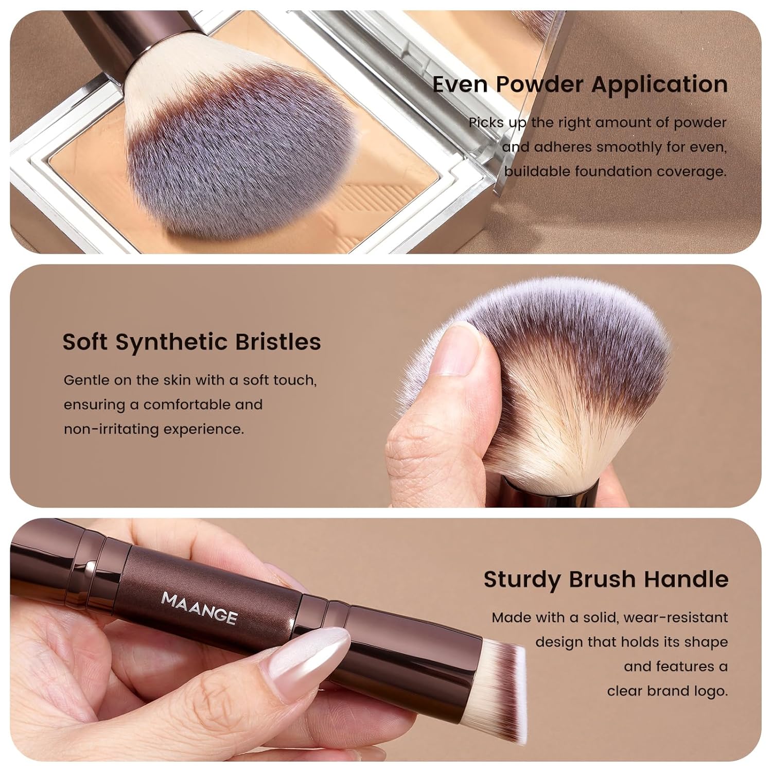 Detalle de MAANGE Make-up Pinselset 21-teilig mit Geschenkbox – 9 Gesichts- und 12 doppelseitige Augenpinsel
