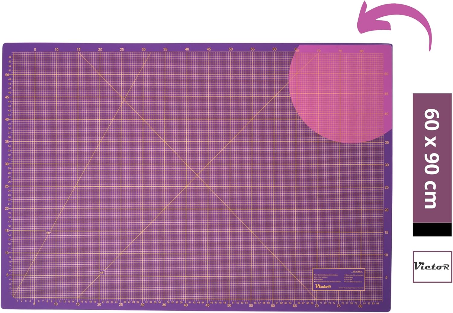 Thumbnail 2 de Victor Schneidematte Violett Pink 60x90 cm – 3-lagig, selbstheilend, beidseitig gerastert