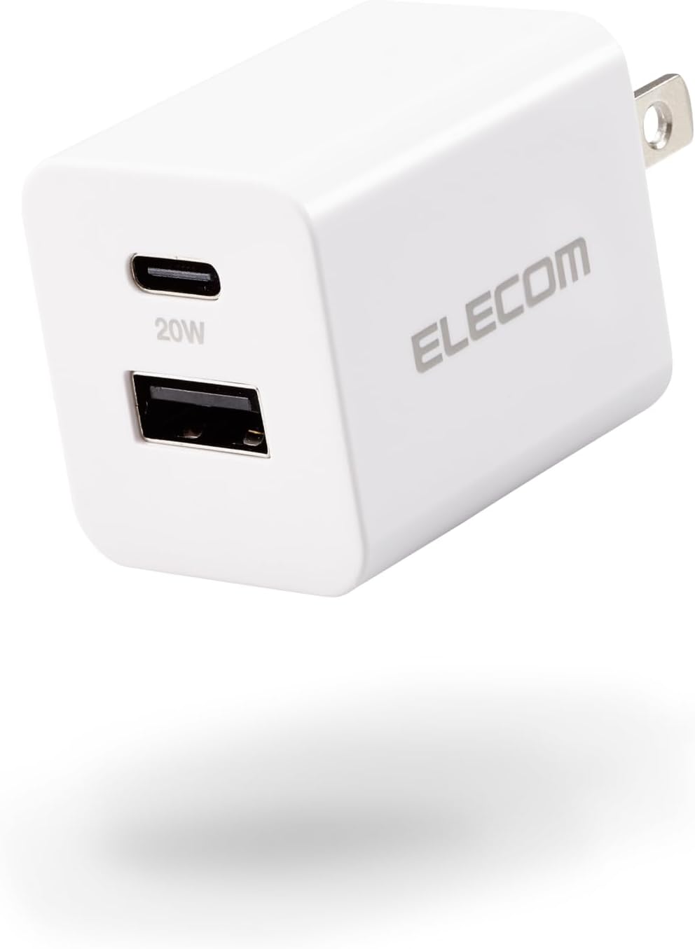 Detalle de エレコム EC-AC12020WH USB-C・USB-A 2ポート充電器 PD 20W 折りたたみ式プラグ