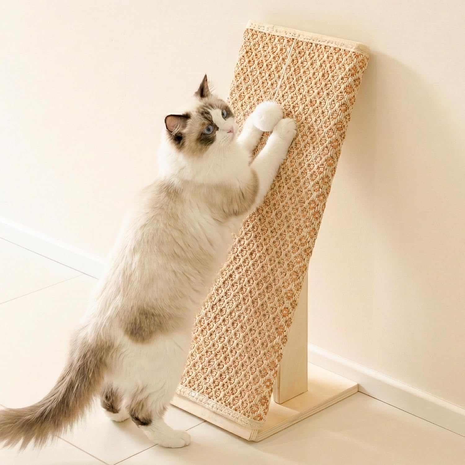Detalle de PETKARAY Cat Scratcher: 65 cm Natural Sisal With Ramp and Wooden Stability