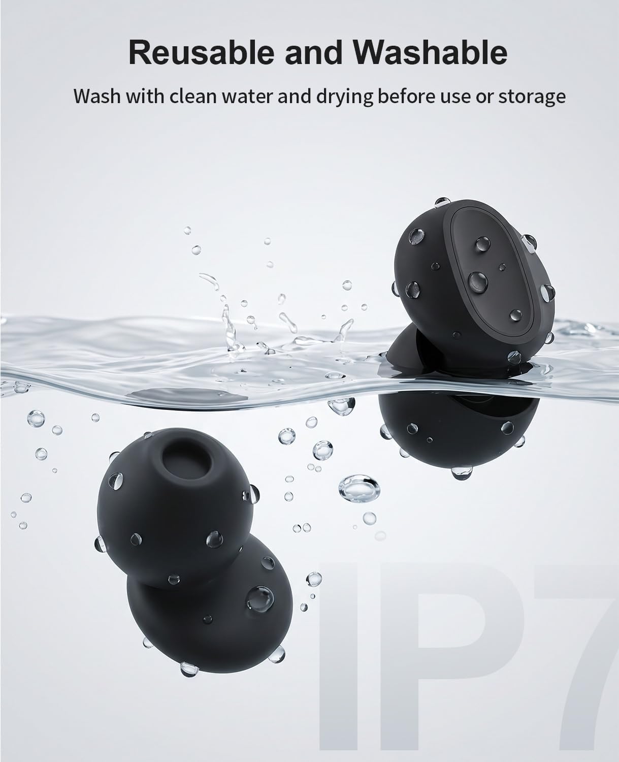 Thumbnail 6 de #1 2026 VANPIE Ear Plugs for Sleep – 46DB, 4 Reusable Pairs, Silicone, Side Sleeper Friendly (Black)