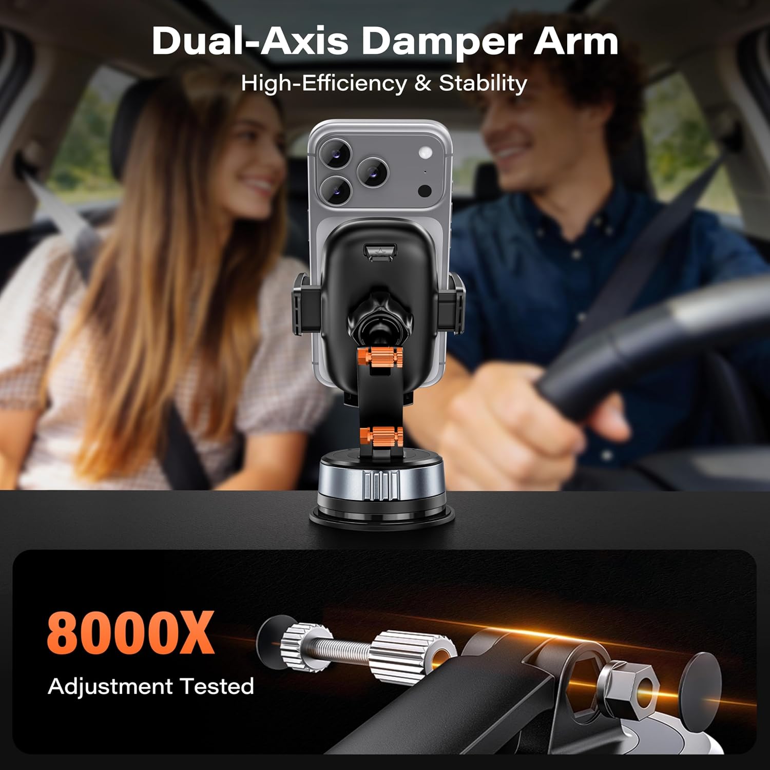 Detalle de APPS2Car Gel-Lock Strong Suction Cup Phone Mount with Dual‑Axis Arm for Car Dashboard