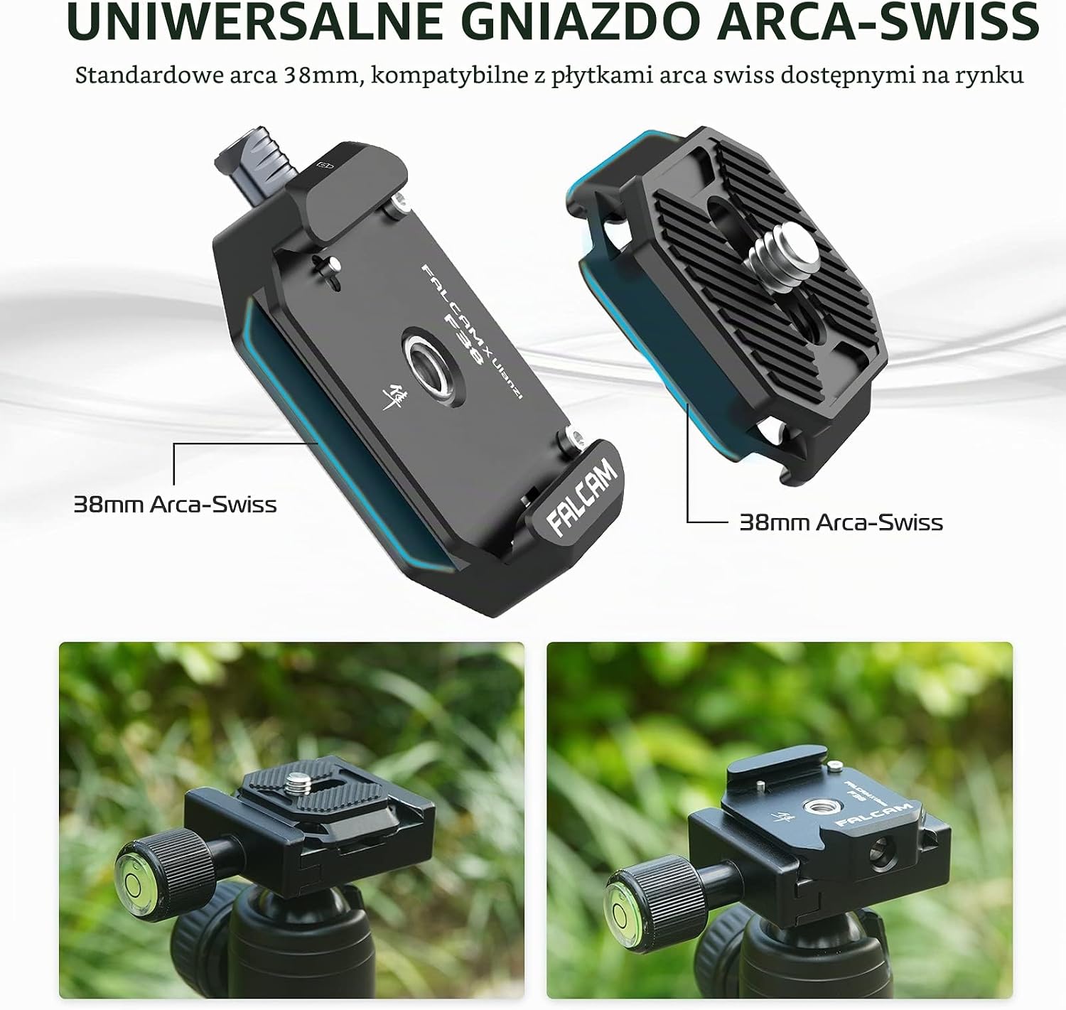 Detalle 1 de FALCAM F38 2268 – zestaw szybkozłączki do aparatu, Arca-Swiss 38 mm