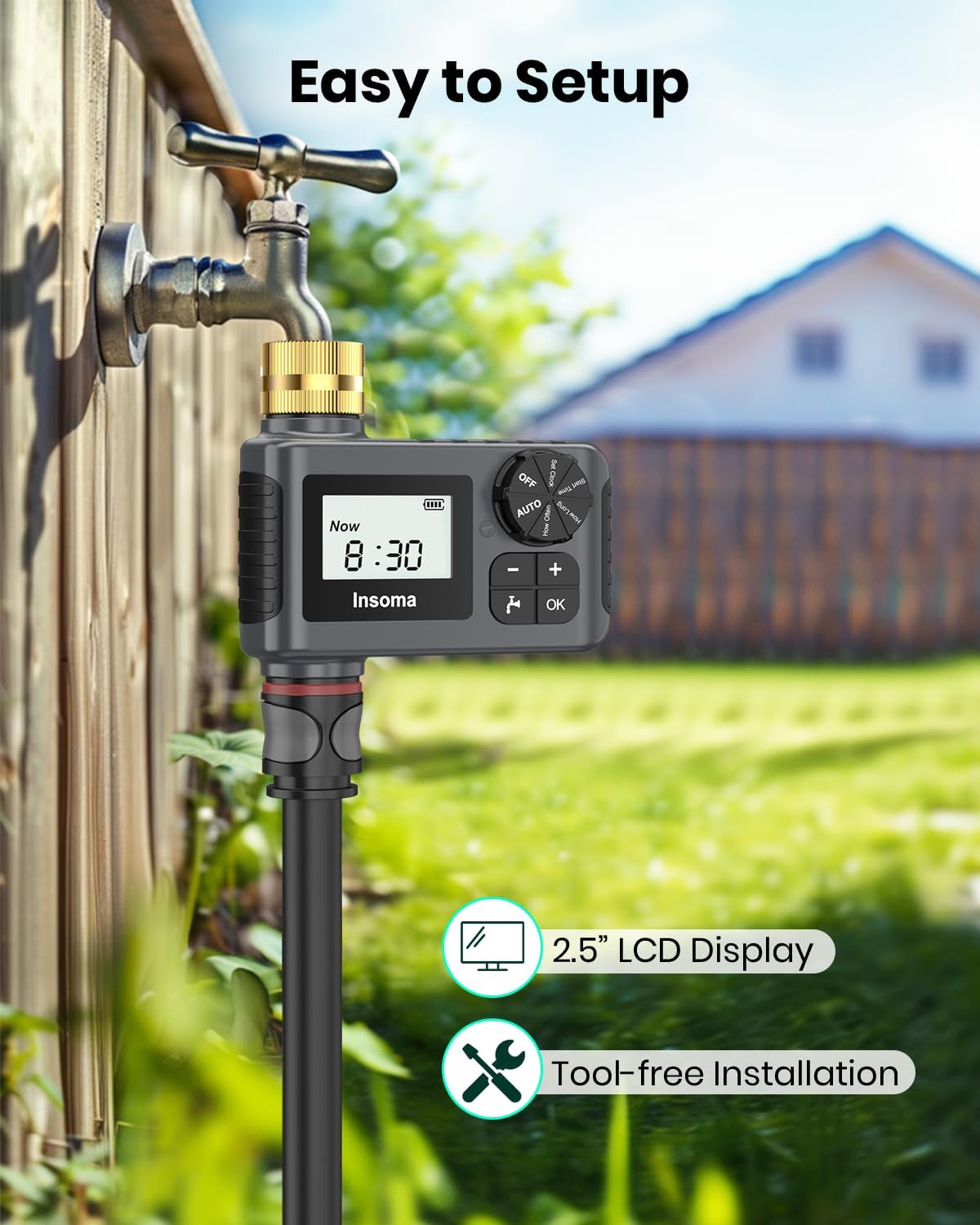 Thumbnail 6 de Insoma Sprinkler Timer with Brass Swivel, Rain Delay and 1 Outlet