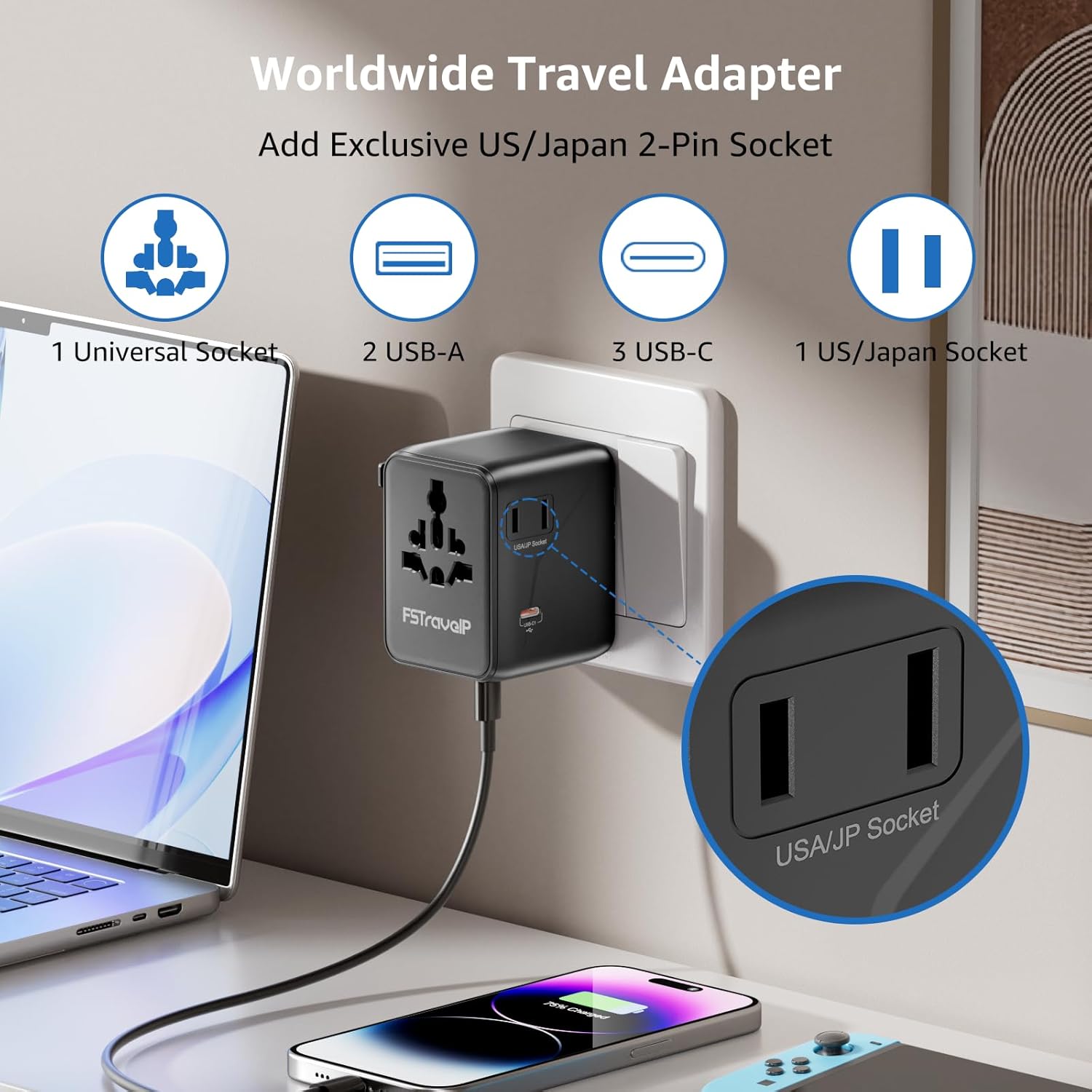 Thumbnail 2 de Universal Travel Adapter 70W Fast Charge