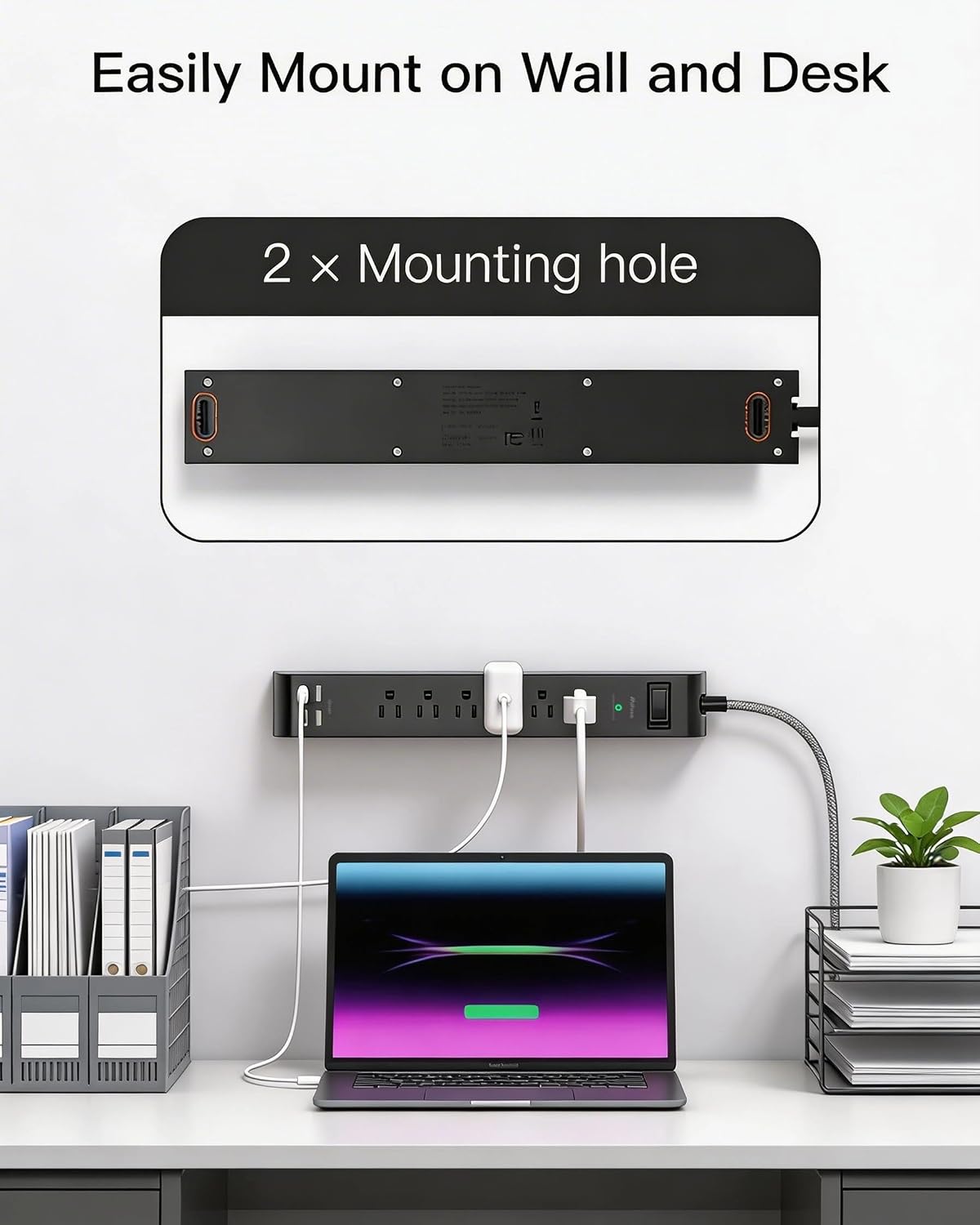Thumbnail 5 de Mifaso Surge Protector Power Strip with 10-Foot Cord, 6 Outlets and 4 USB Ports