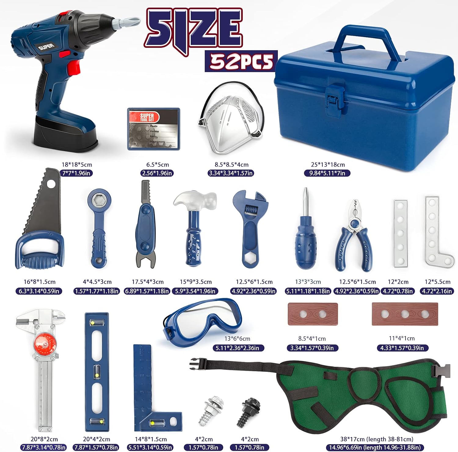 Thumbnail 6 de Vanplay Kinder-Werkzeugkoffer mit elektrischer Spielzeug-Bohrmaschine (52-teilig)