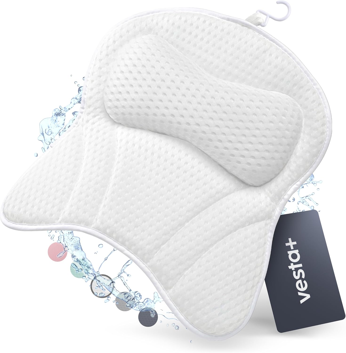Detalle de Vesta+ BK-L-W – biała poduszka do wanny XXL, 6 przyssawek, siatka 3D
