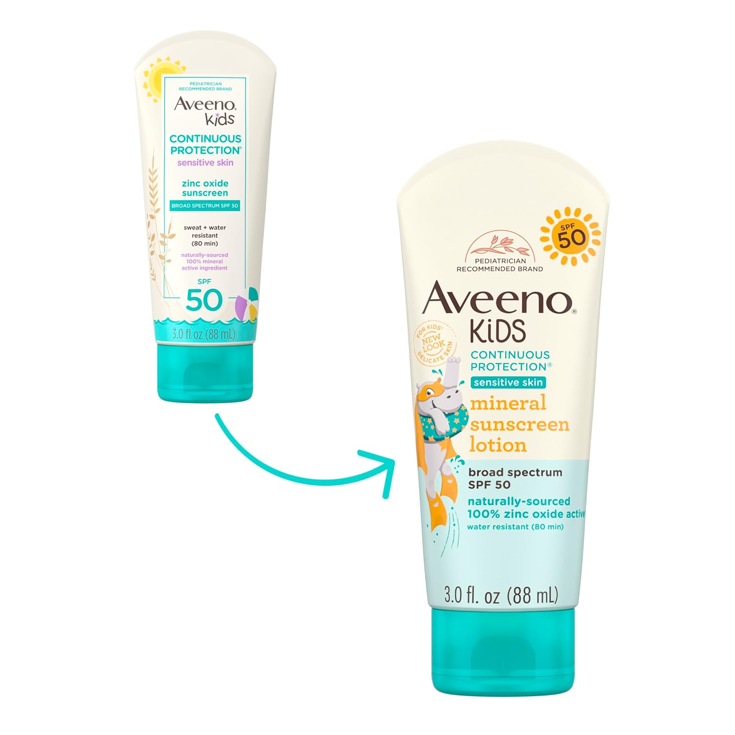 Thumbnail 1 de Aveeno Kids Continuous Protection Zinc Oxide Mineral Sunscreen Lotion SPF 50 (3 fl. oz), Sensitive Skin