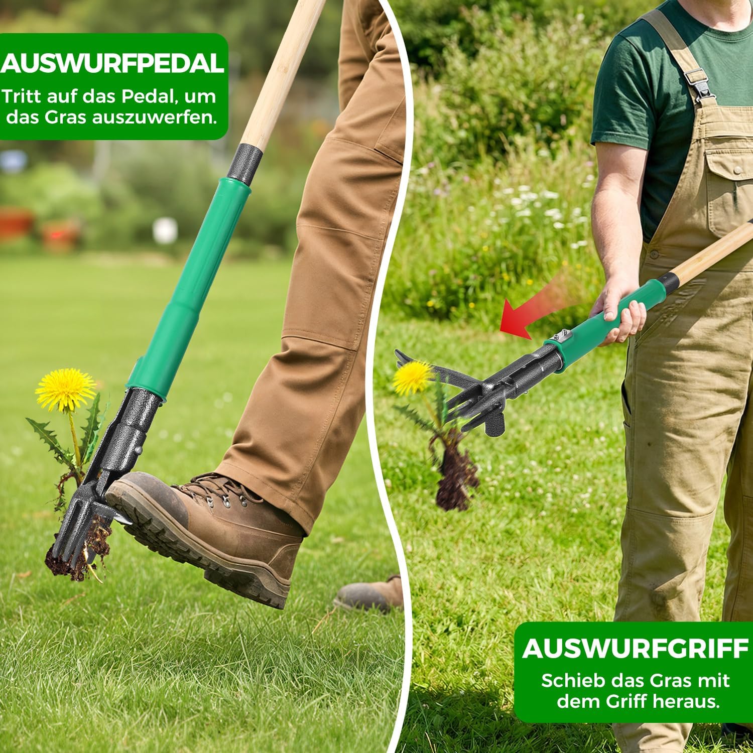 Thumbnail 1 de Allsetool Unkrautstecher mit 111 cm Stiel, 2 Auswurffunktionen und Bambusgriff