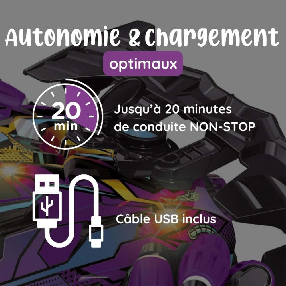 Thumbnail 6 de Racing Speedy : Voiture télécommandée de course avec gant de contrôle et manette – Rotation 360°, LED et fumée