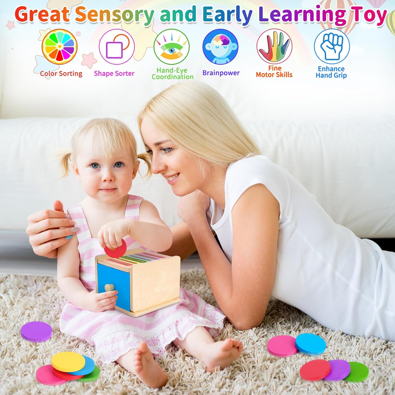 Detalle 2 de FCSONU Montessori Coin Box Toy for 1-3 yrs