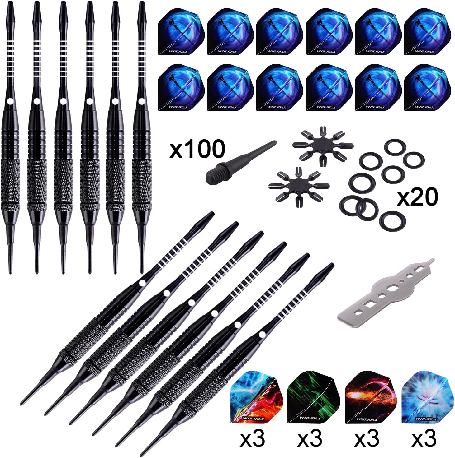 Thumbnail 3 de WIN.MAX Soft-Dartpfeile mit Kunststoffspitze (18 g) – Set mit 12 Stück