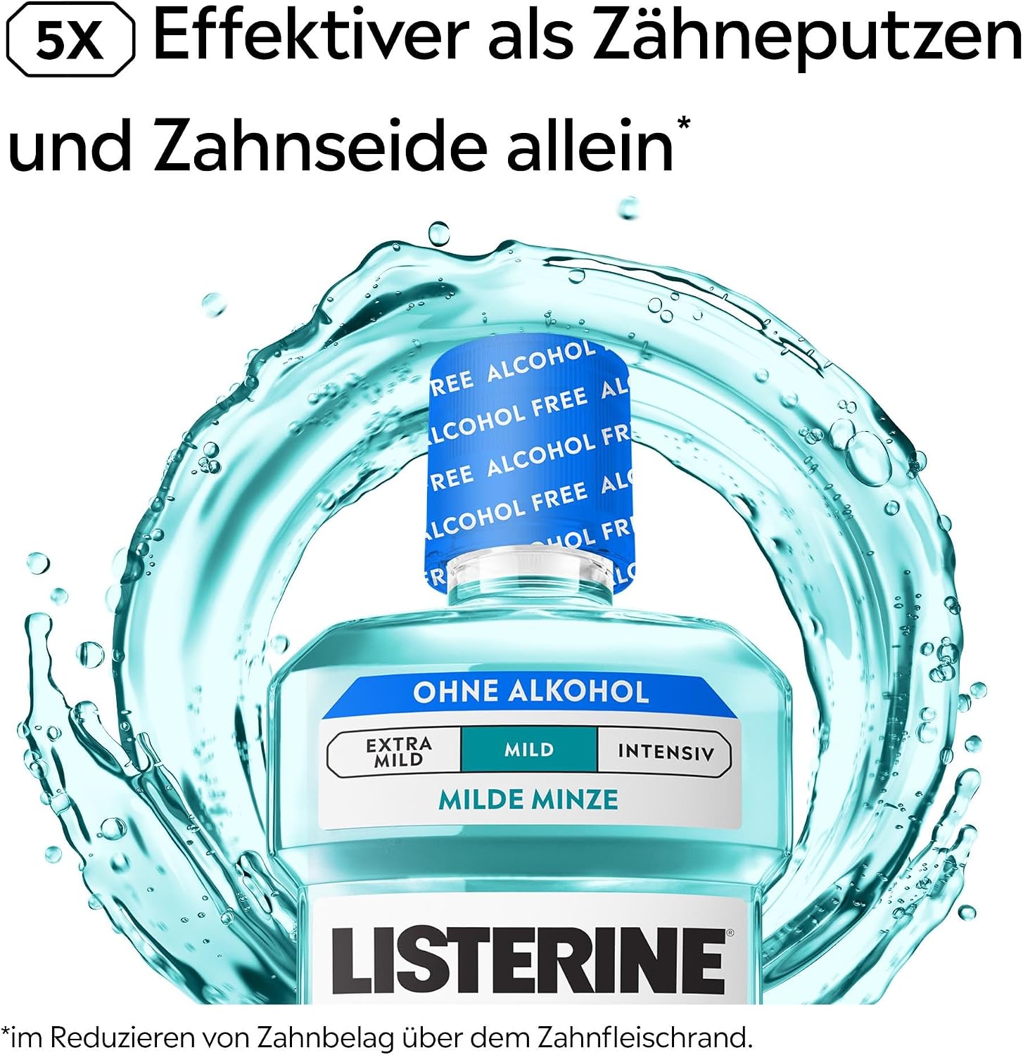 Detalle de LISTERINE Cool Mint Mild 6 x 500 ml antibakterielle alkoholfreie Mundspülung