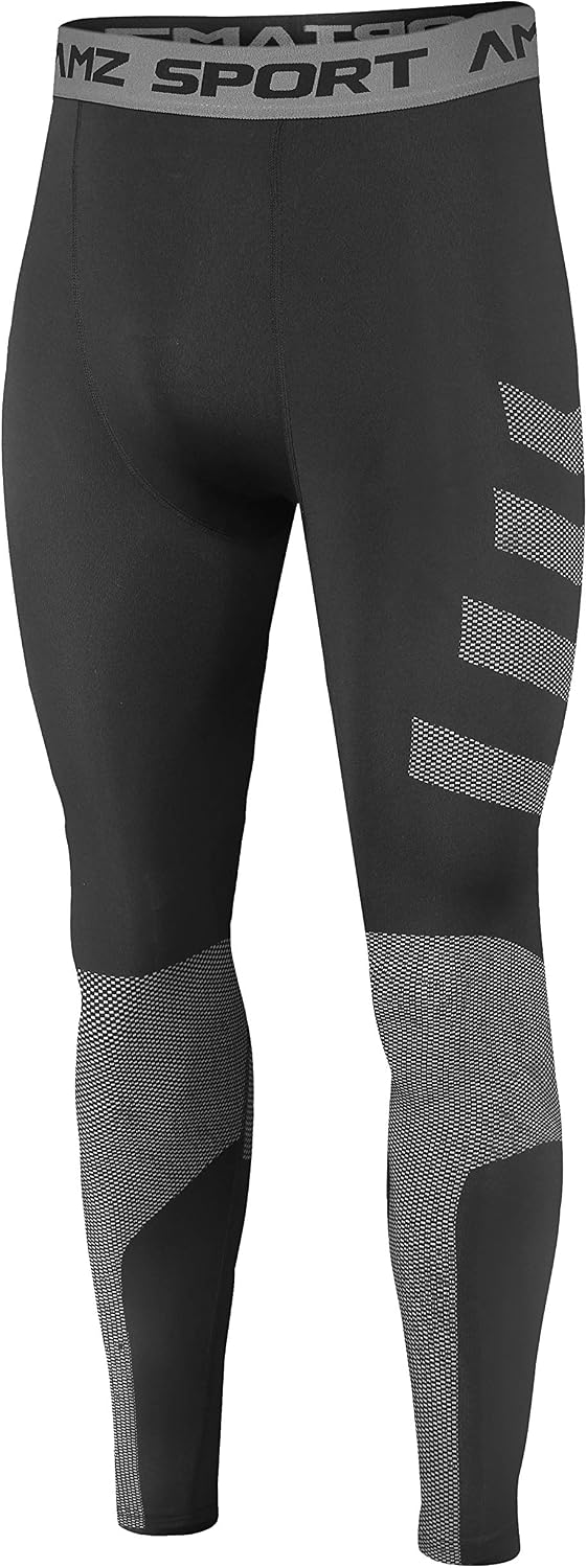 Detalle de AMZSPORT Pantaloni sportivi compressione uomo leggings asciugatura rapida