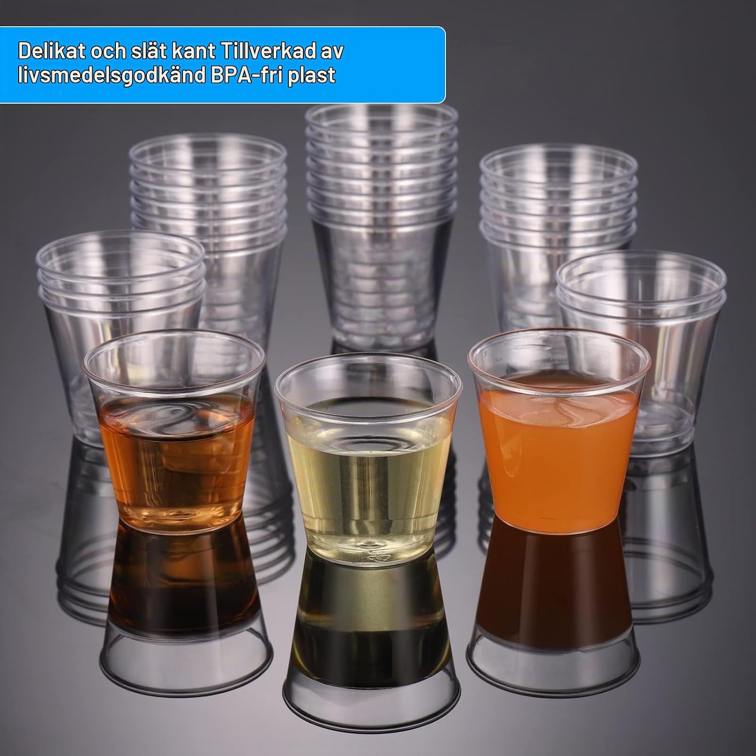 Detalle de Hejo HK019-100 shotglas i transparent plast, 30 ml, 100-pack