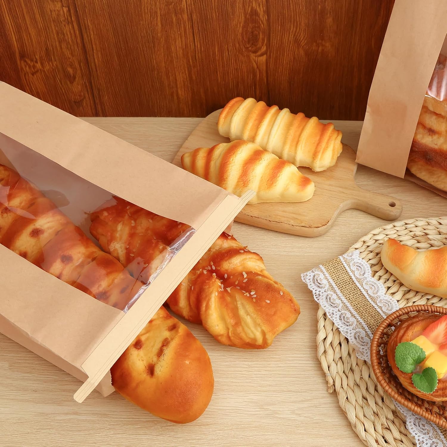 Detalle de Moretoes Bu-JB-26032501 Bread Bags, 240 Count, Tin-Tie Tab and Clear Window