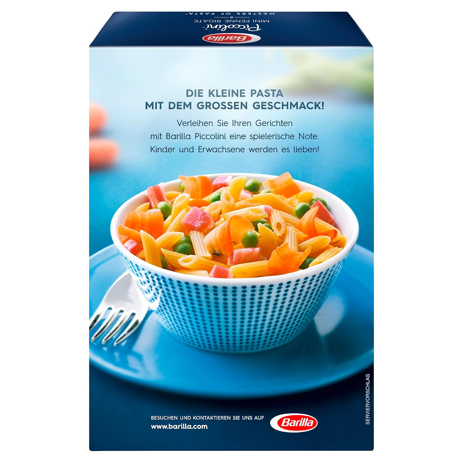 Detalle de Barilla Piccolini Mini Penne Rigate: Hochwertige Hartweizennudeln, 6-Minuten-Kochzeit, 5 x 500 g