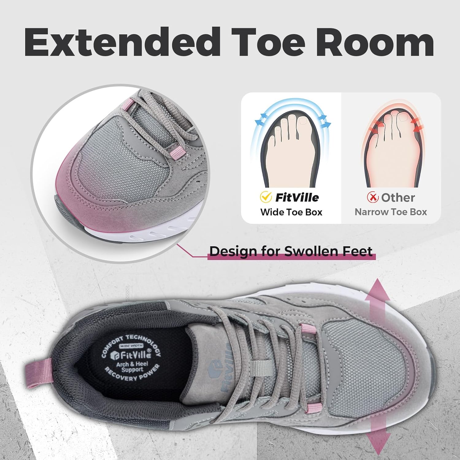 Thumbnail 2 de FitVille Scarpe da Ginnastica Donna Larghezza Ampia: comodità per camminare e correre