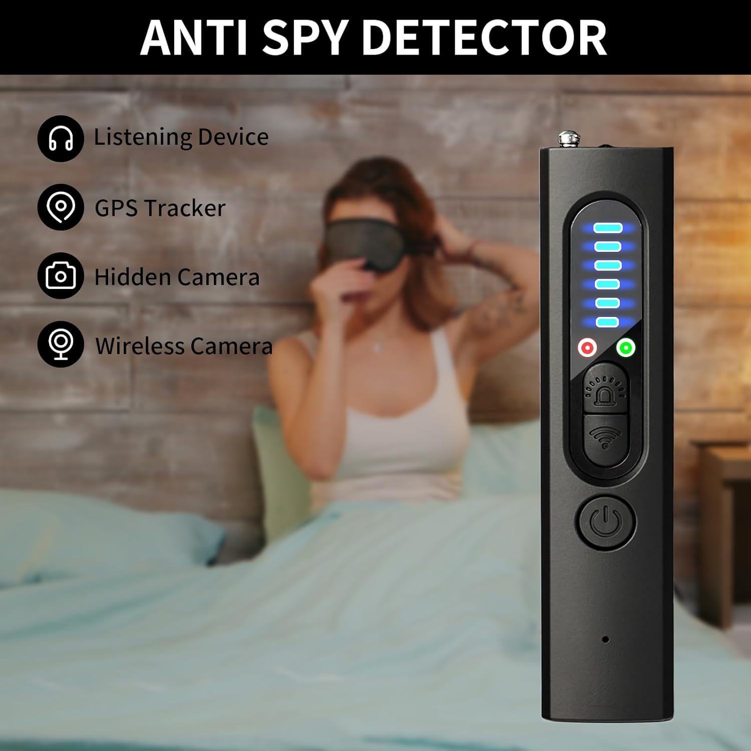 Thumbnail 5 de Hidden Camera Detector – RF Bug Detector with GPS Tracker Finder, 4 Detection Modes & 5 Sensitivity Levels, Mini Portable Anti-Spy Device for Hotel, Office, Car, Travel (30H Battery) (Mat Black)