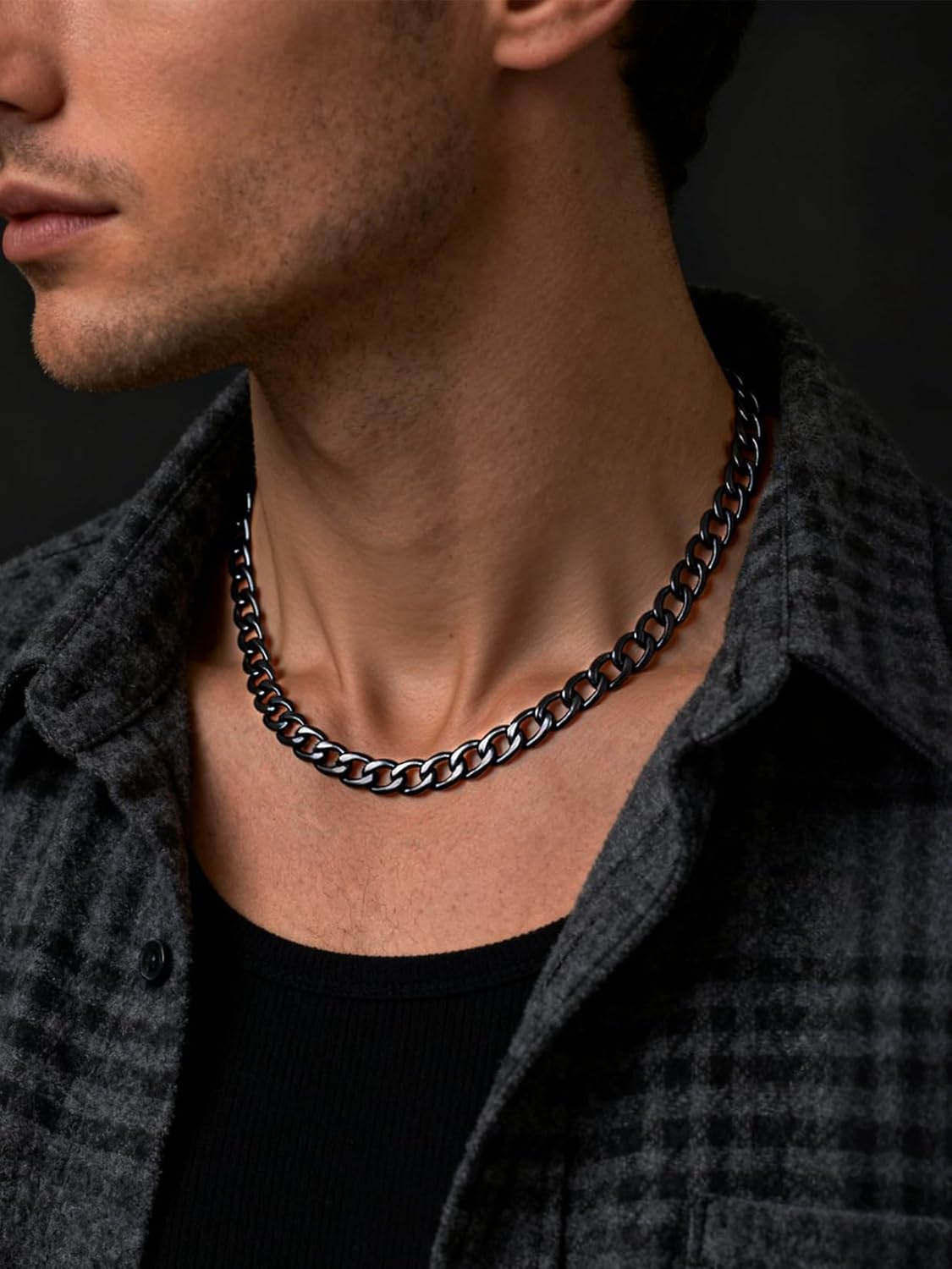 Thumbnail 3 de ChainsPro Chaîne cubaine en acier inoxydable 316L (4/6/9/13 mm) Argent/Noir/Or – collier hip-hop homme, coffret cadeau