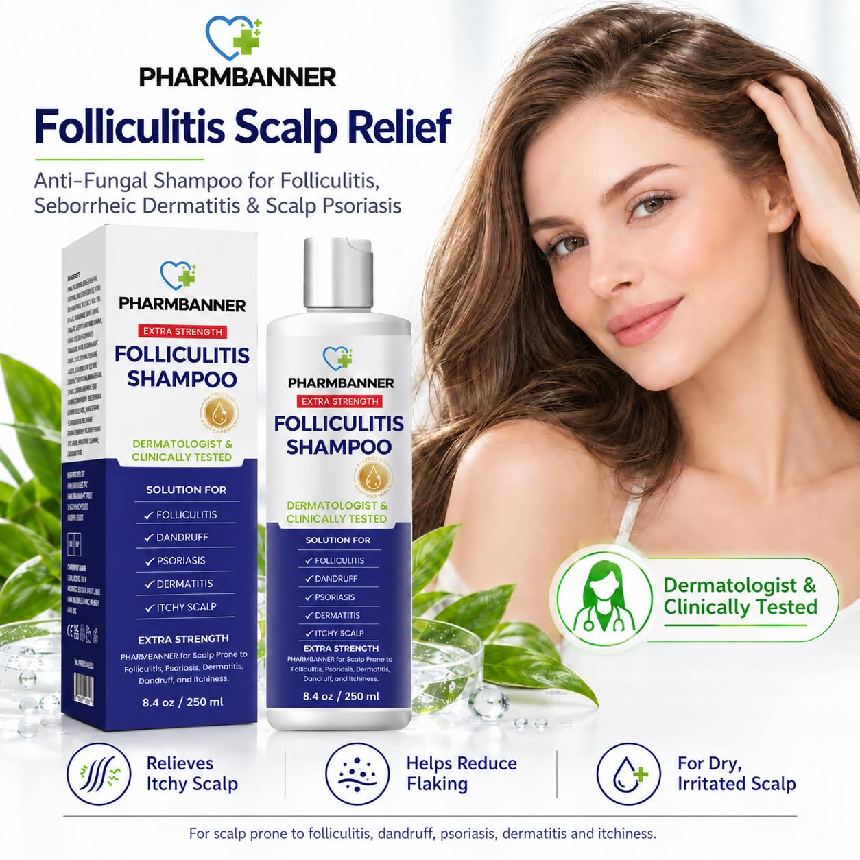 Detalle de PHARMBANNER Anti-Fungal Shampoo for Folliculitis, 8.4 fl oz