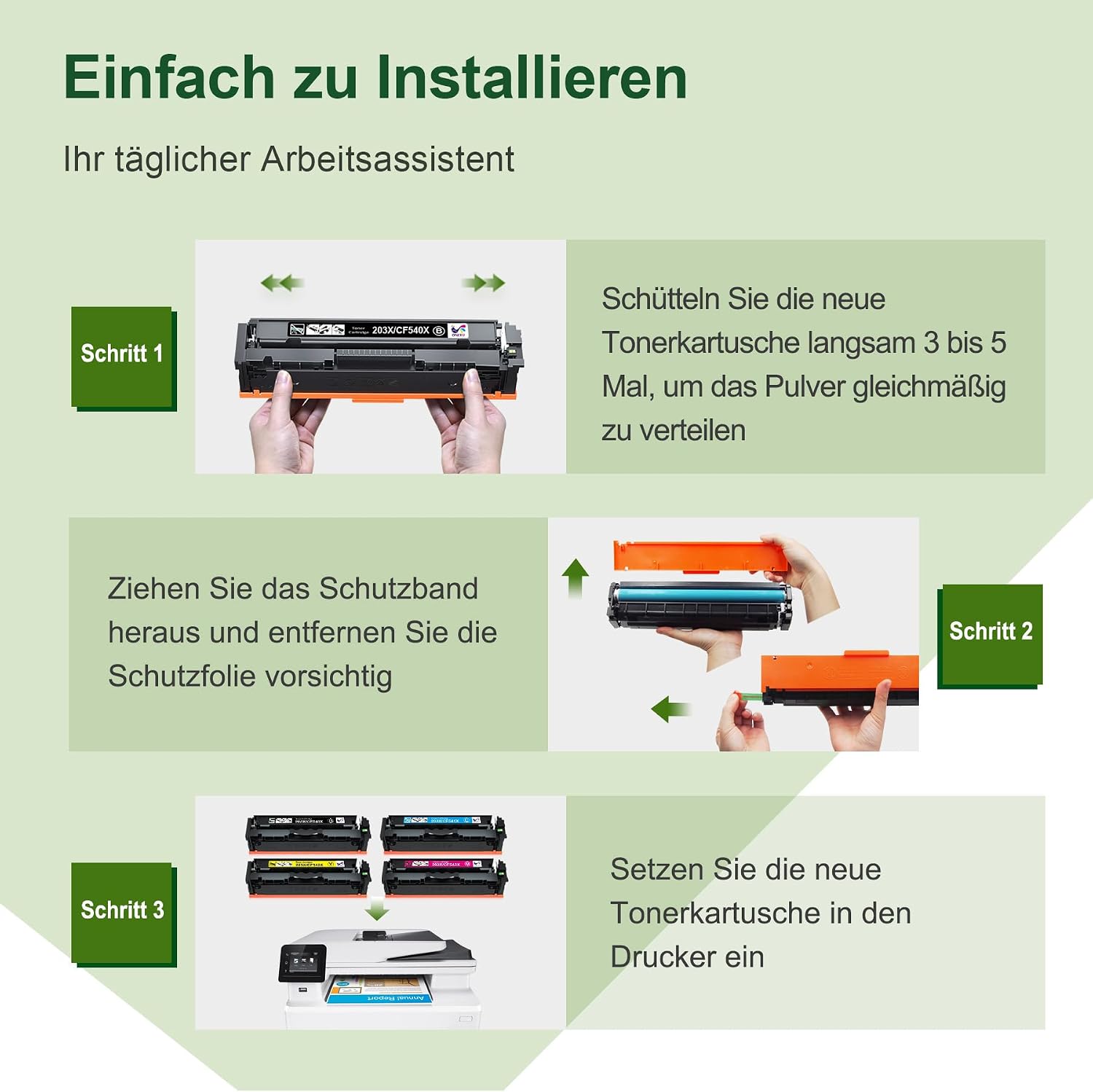 Detalle 2 de ONLYU 203X CF540X Toner-Set kompatibel für HP Color LaserJet Pro M281fdw & M254 Series