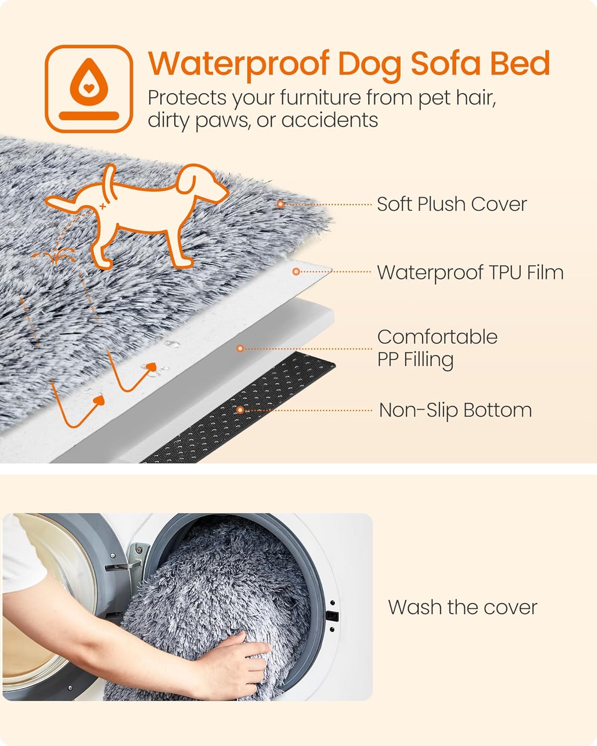 Detalle de FluffyHug dog sofa bed 16 cm, grey