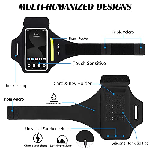 Thumbnail 5 de HAISSKY Brazalete Deportivo con Bolsa de Auriculares para Smartphones de hasta 6,9" (Negro) — Ajustable para iPhone y Galaxy