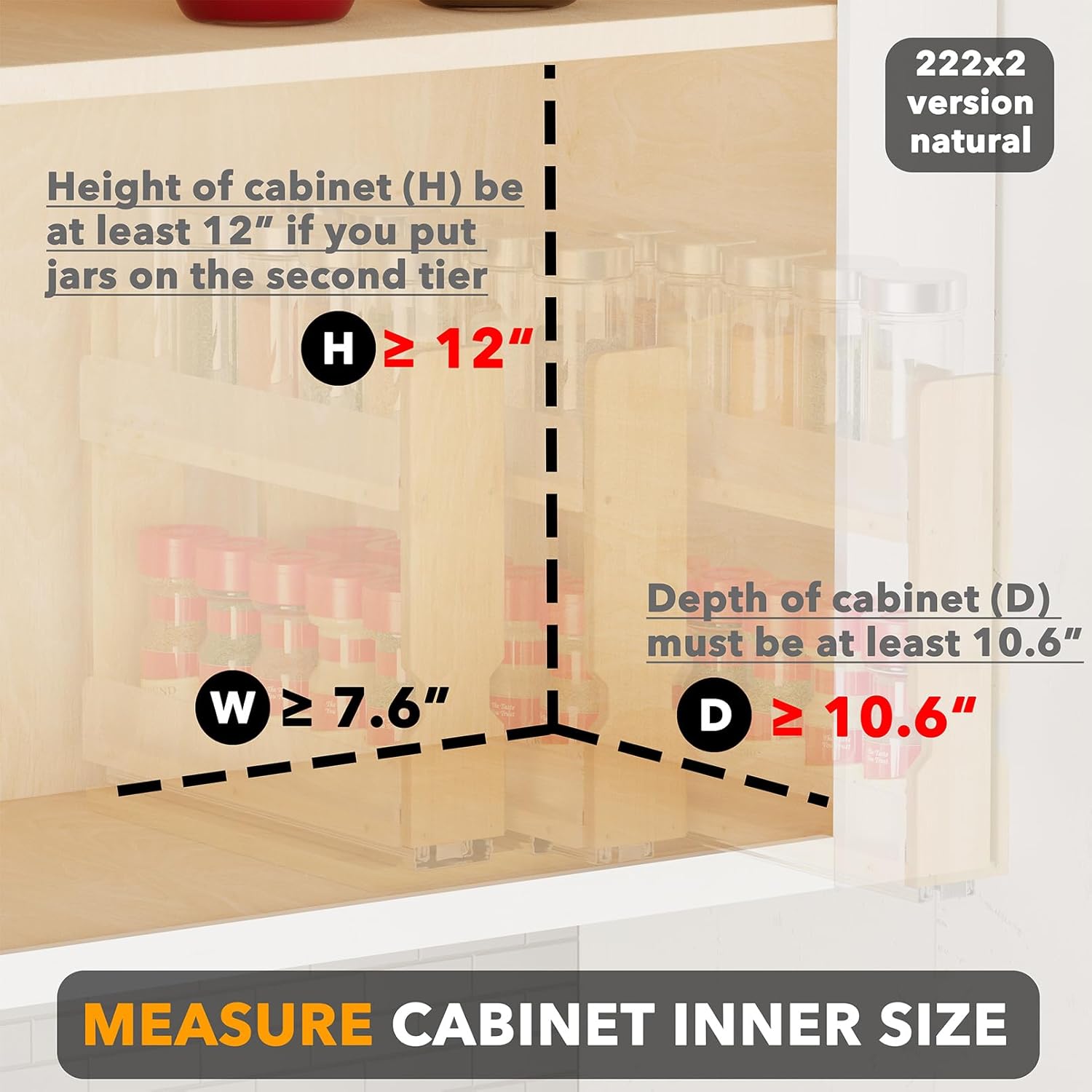 Detalle 2 de SpaceAid Bamboo Pull Out Spice Rack Organizer