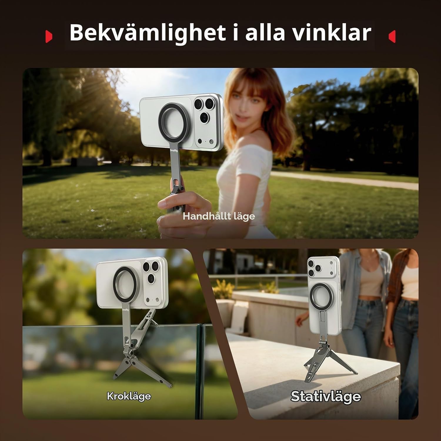 Thumbnail 6 de SMALLRIG 5649 (13021-ac) mobilstativ med dubbelfäste och 270° lutning