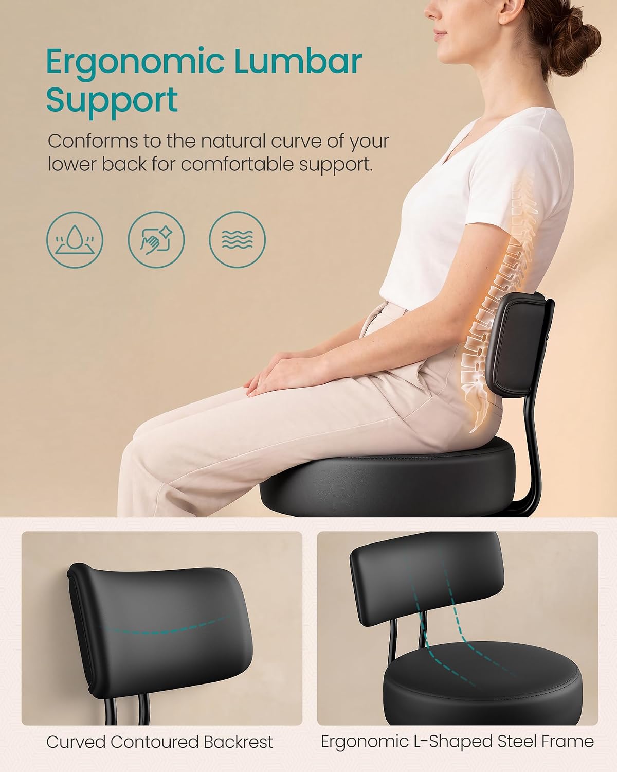 Detalle de SONGMICS Drafting Chair in PU Leather
