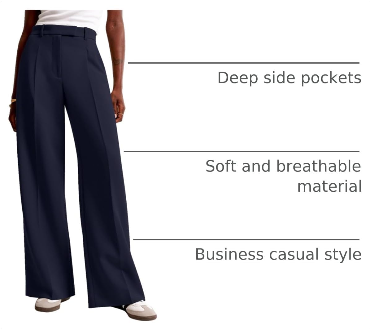 Detalle de NIMIN Women Wide Leg Pants High Waisted 29.7 in