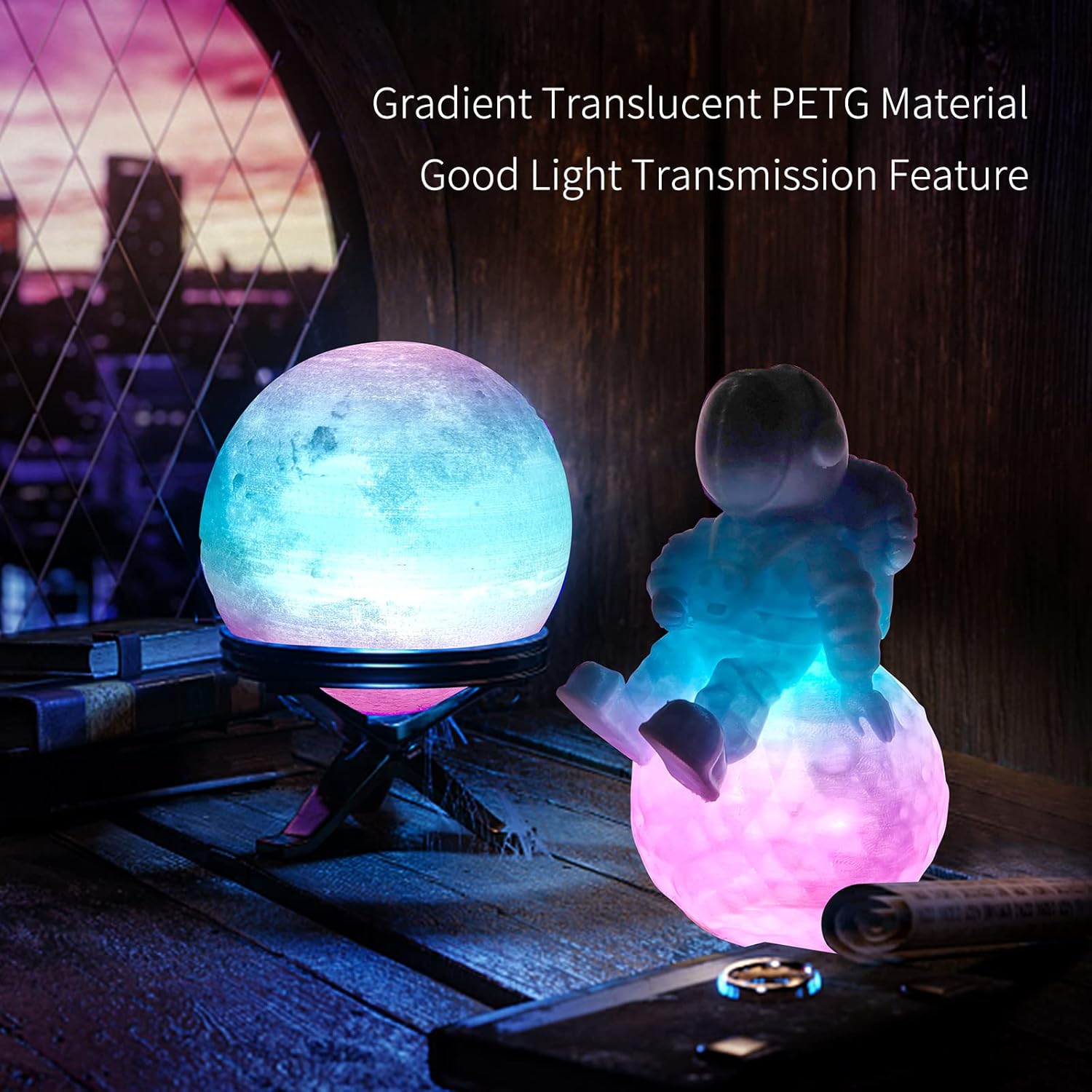 Thumbnail 1 de IEMAI PETG Filament 1.75mm × 1 kg – Halbdurchsichtiges Gradient Blau-Violett, Durchscheinend
