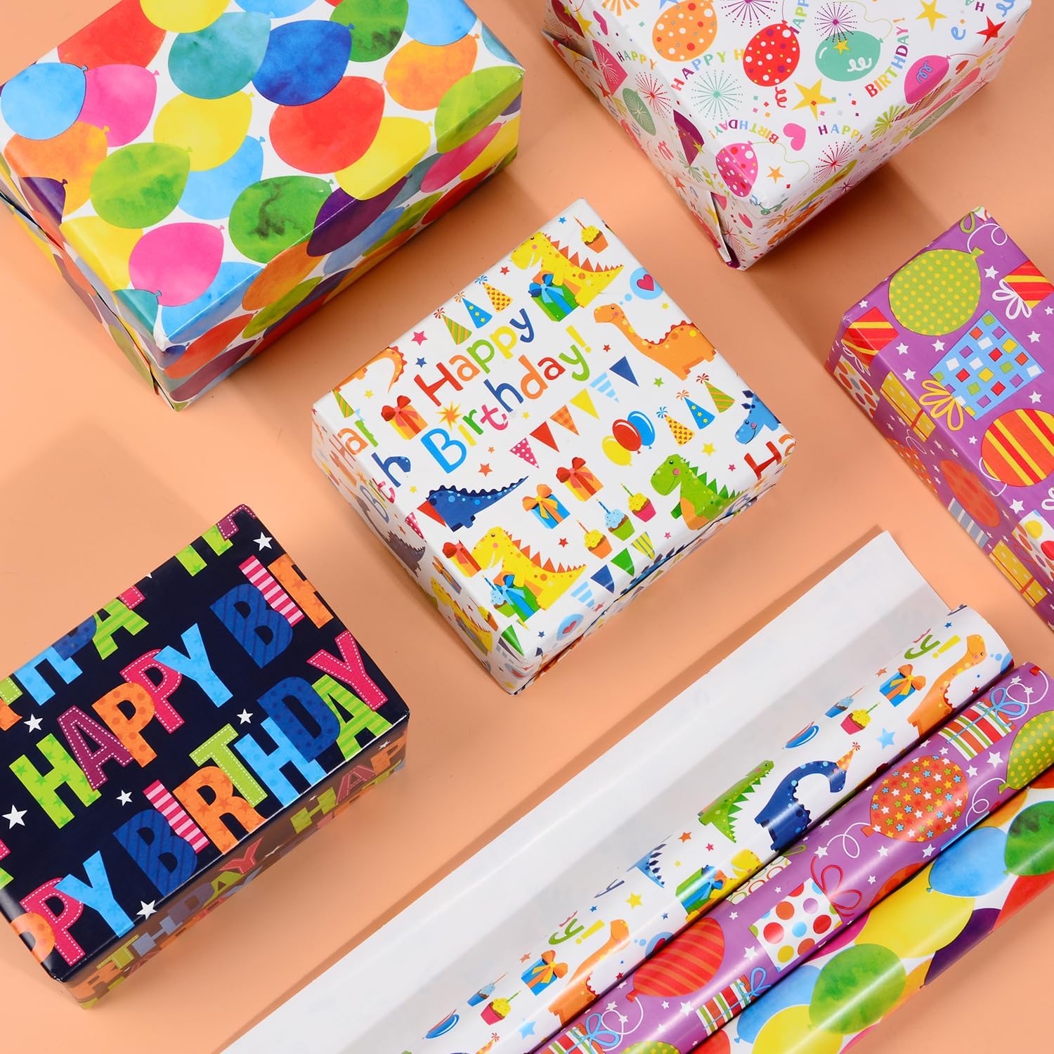 Thumbnail 4 de CHEPULA Geschenkpapier Geburtstag Kinder (5 Rollen) 43 × 300 cm – recycelbares Kinder-Geschenkpapier für Jungen