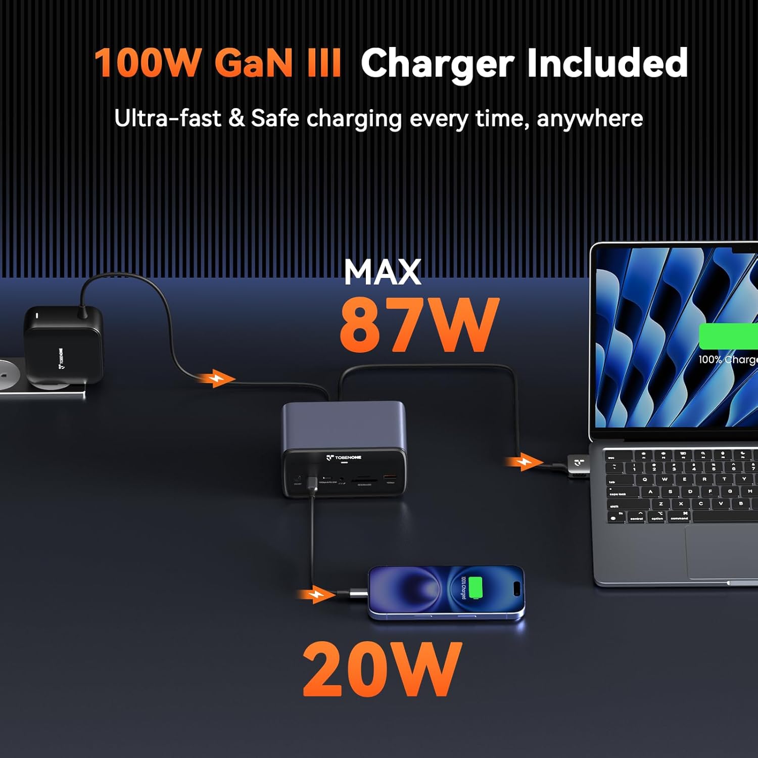 Detalle 2 de TobenONE MacBook Docking Station Dual 4K