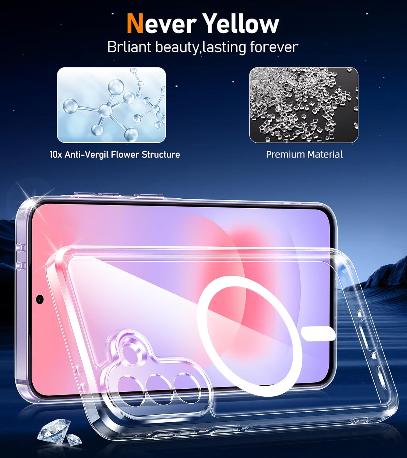 Thumbnail 4 de Opkiegrn Samsung Galaxy A37 5G Case with 2 HD Screen Protectors – MagSafe Compatible, Clear, Shockproof & Camera Protected