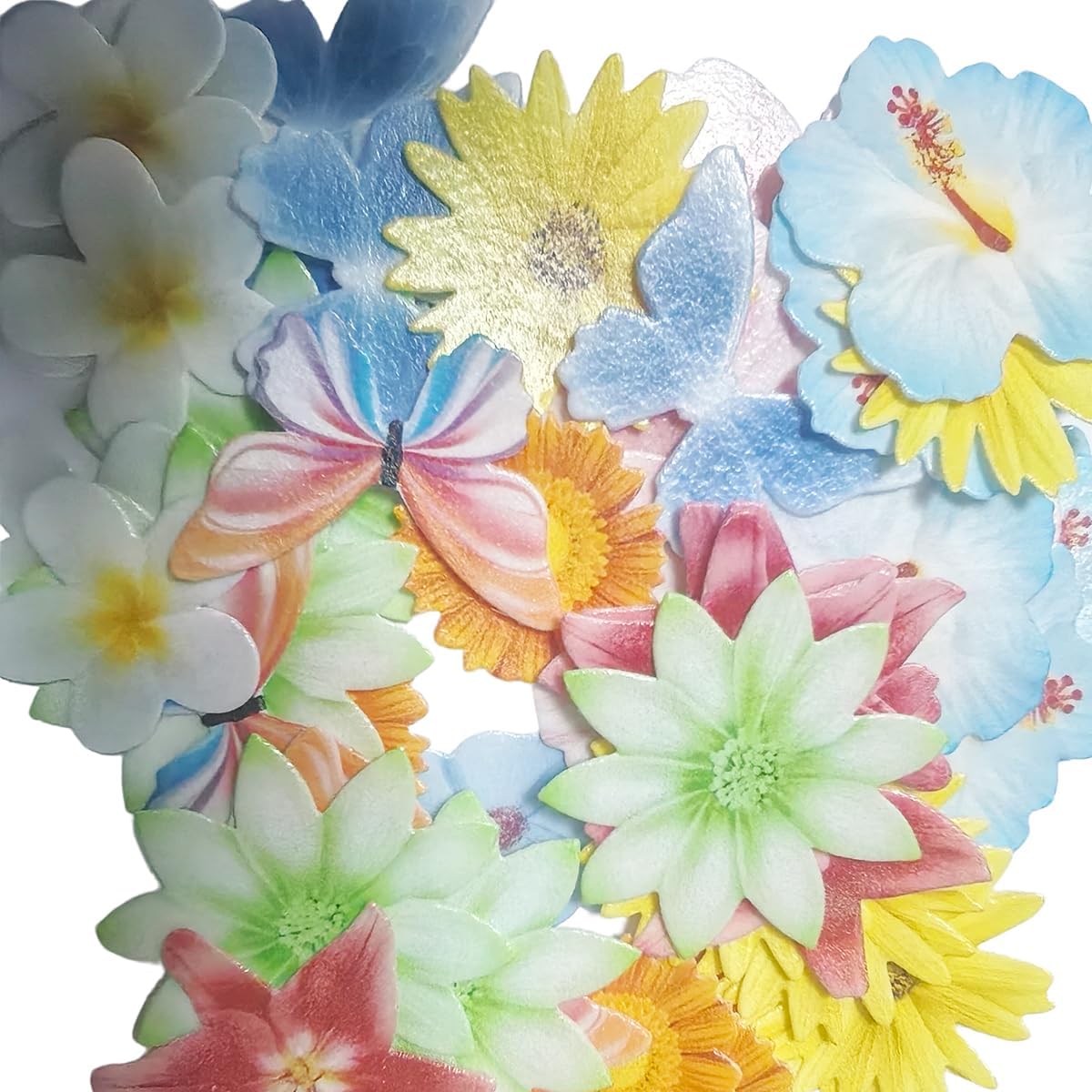 Detalle 2 de Senchanting Edible Rice Paper Cake Toppers, 60-Piece Butterfly and Flower Mix