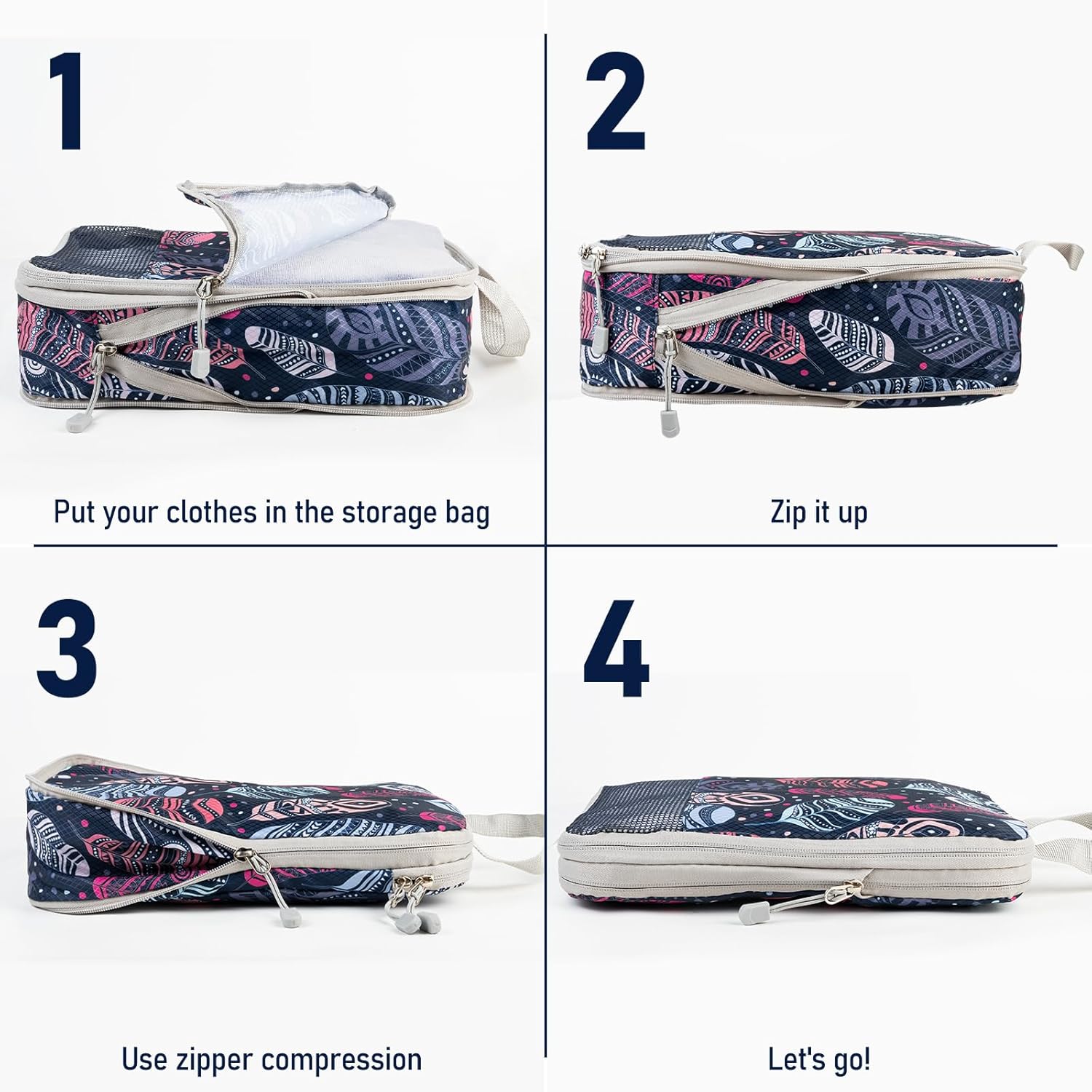 Detalle de Compression Packing Cubes for Travel – 5-Piece Set