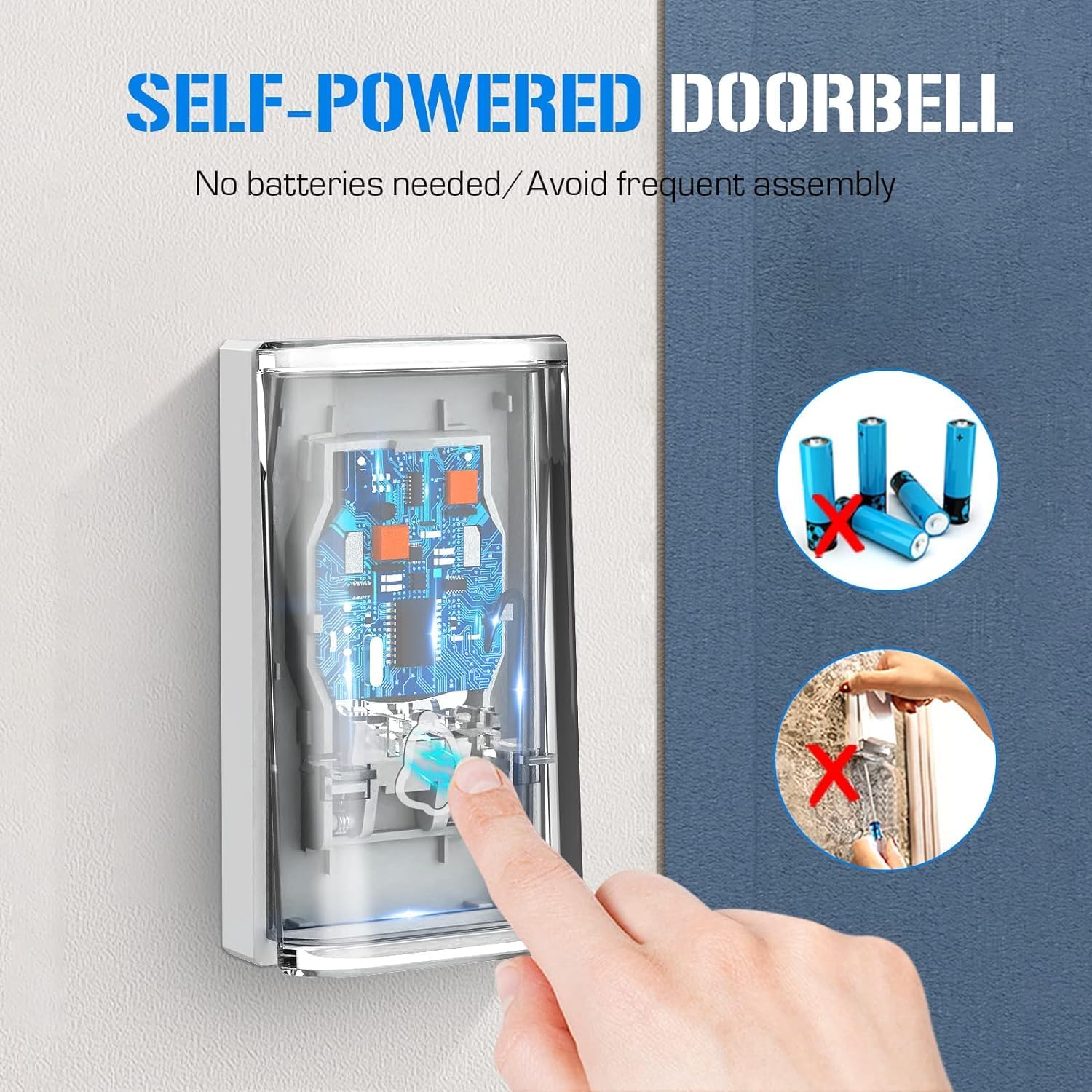 Detalle 2 de Self-Powered Wireless Doorbell with 52 Chimes 📮
