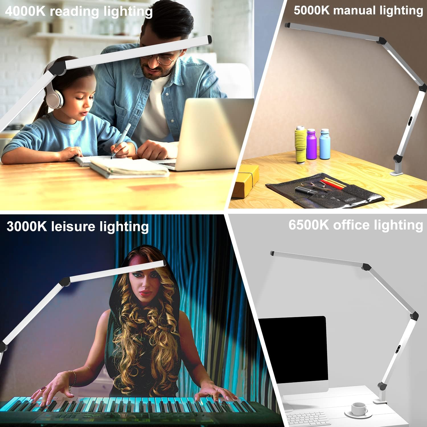 Thumbnail 5 de Micomlan DDL-003-12W LED Clamp Desk Lamp, Dual Light, 4 CCT Modes