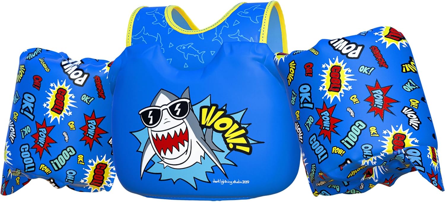 Detalle de Dark Lightning USCG-Approved Toddler Swim Vest (Ages 2–7) with Arm Floaties
