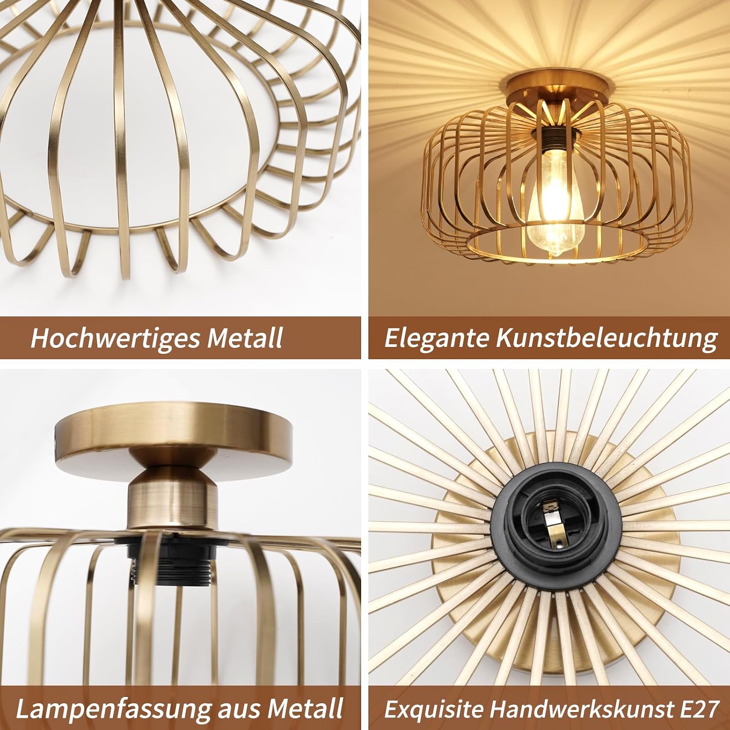 Thumbnail 4 de FRIDEKO HOME Deckenlampe Schwarz (E27) – runder Metall-Lampenschirm im Industrial-Look